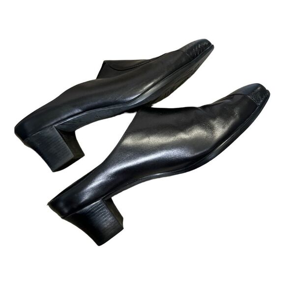 Munro American black leather snakeskin slip on dress shoes low heel size 11.5 - Picture 6 of 8